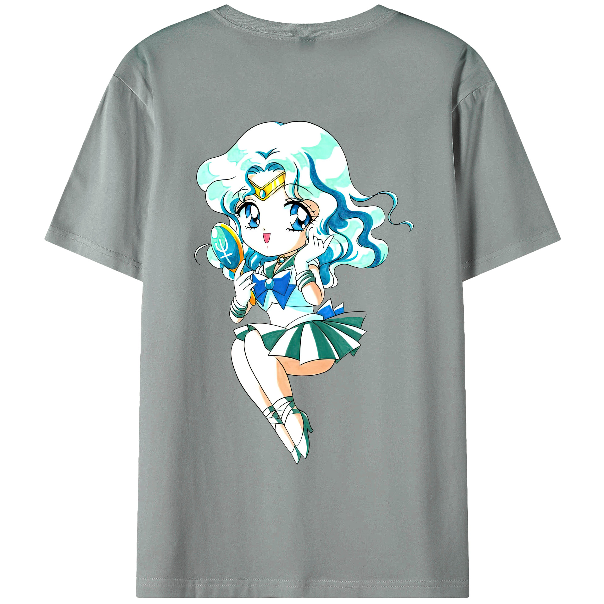 （画像用） 美少女戦士セーラームーン 海王 みちる（かいおう みちる） Sailor Moon Kaiou Michiru 綿100％ メンズ半袖Tシャツ（バックプリント） 通気性